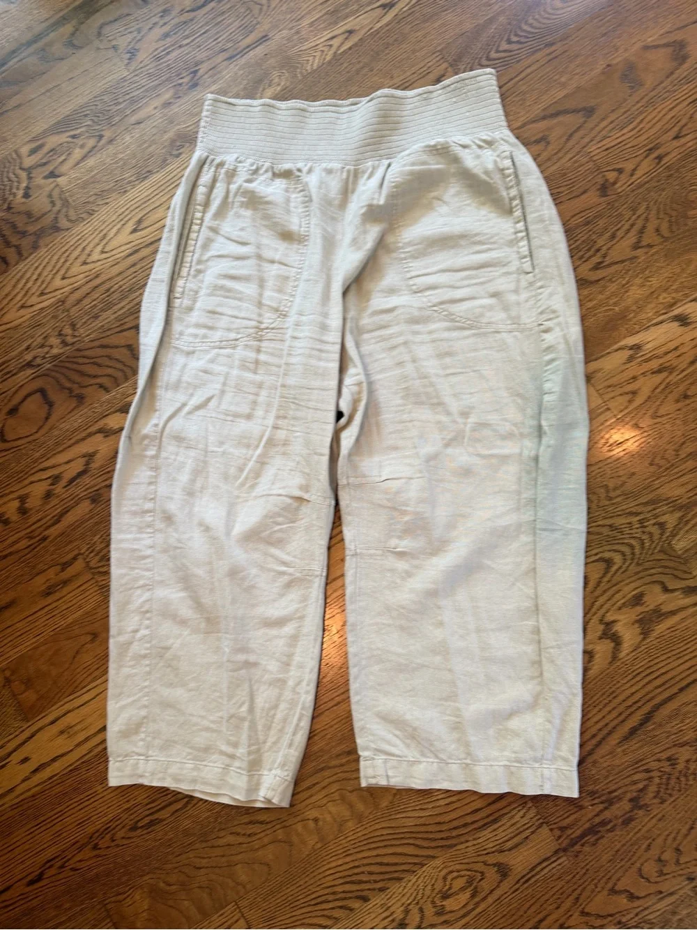 Anthropologie Light Beige Relaxed Elastic-Waist Pants Pilcro large - Picture 1 of 4